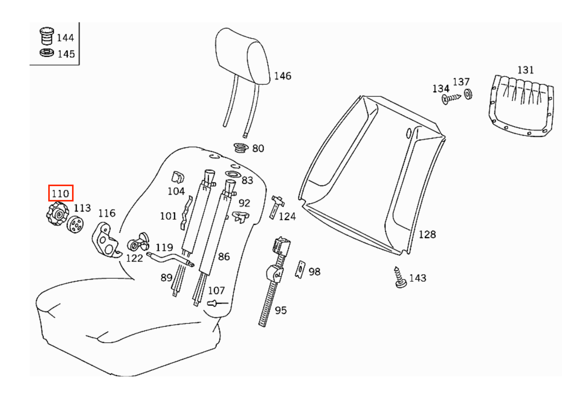 Mercedes W124 / W126 Seat Adjustment Lever schwarz A1249180026