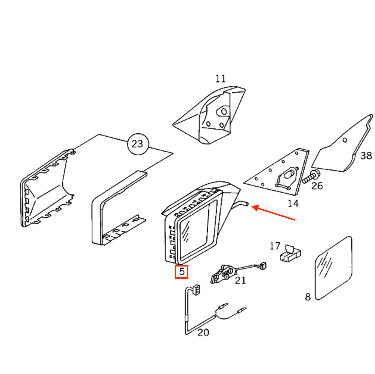 Mercedes W124 / W201 Side Mirror Adjustment Arms Linkage Repair Set Right And Left Set Of 2 A1248107716