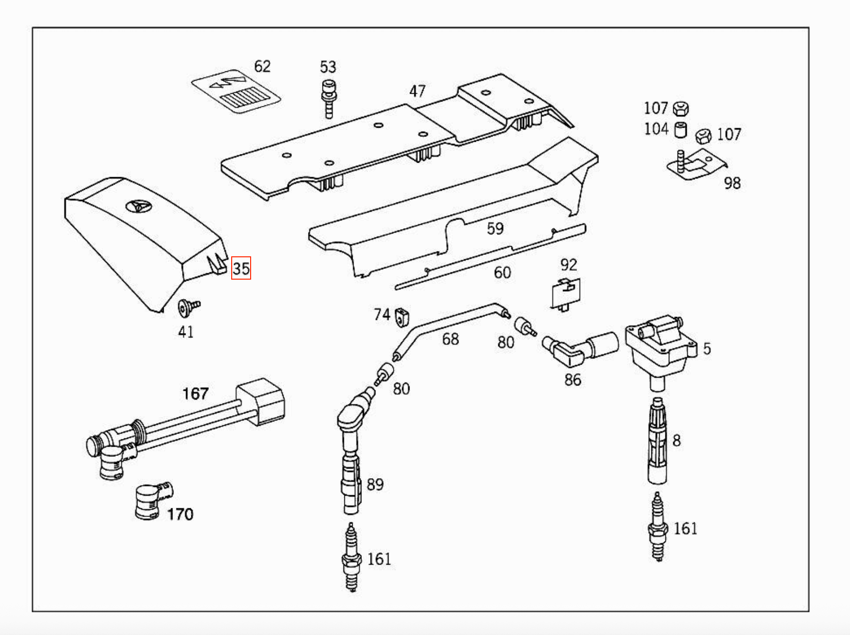 Mercedes W124 / W202 / W210 / W140 / R129 Protective Abdeckung M104 Engine A1041500066