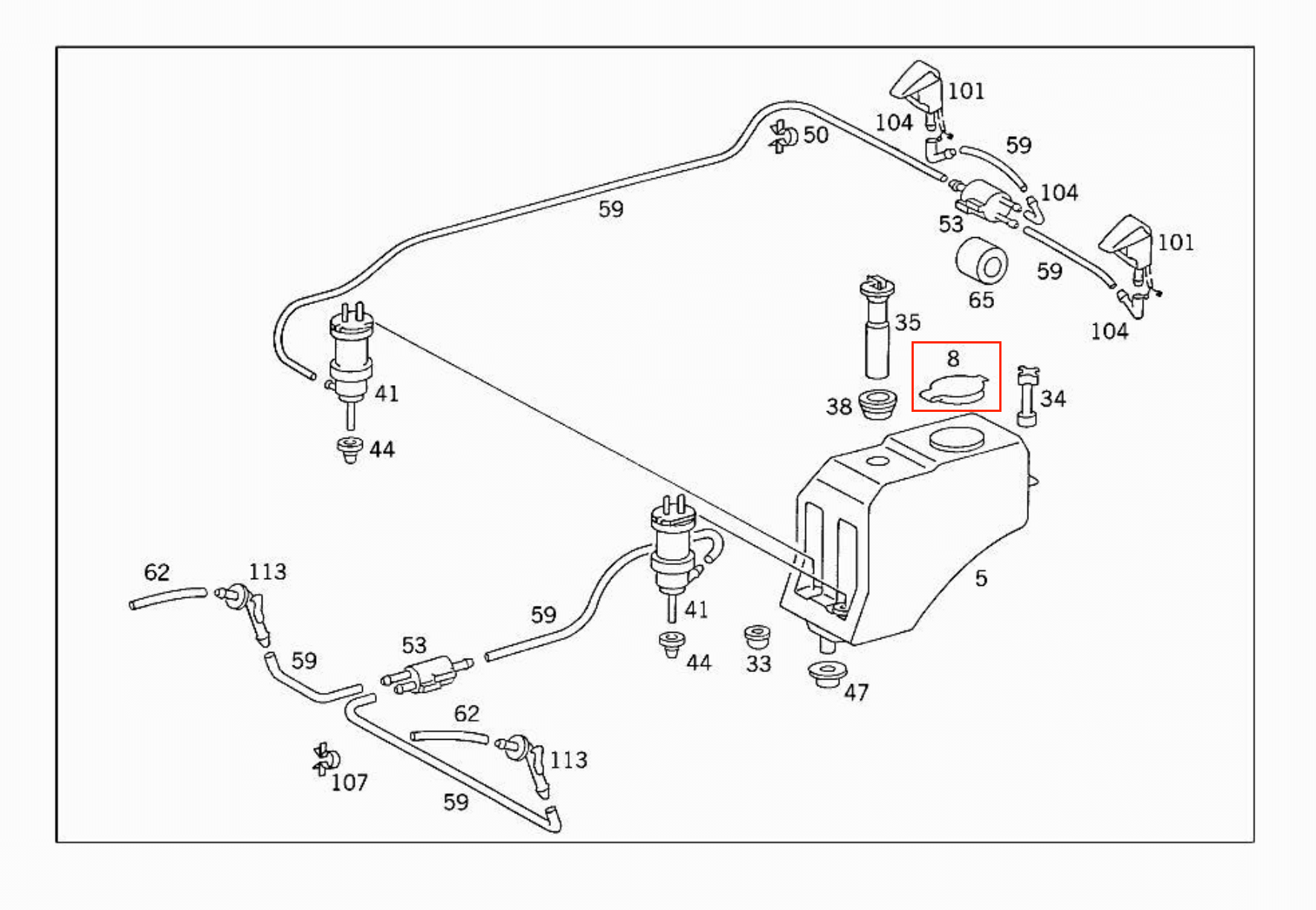 Mercedes W124 / W202 / W210 / W220 / W221 / W169 Windshield Washer Reservoir Cap A1248690272