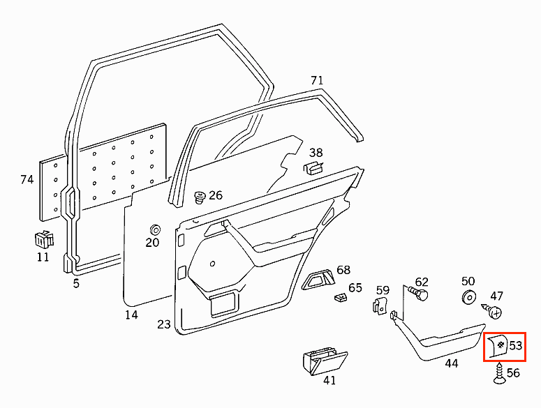 Mercedes W124 Wagon Rear Door Armrest Speaker Abdeckung links/rechts A1248200912 / A1248201012