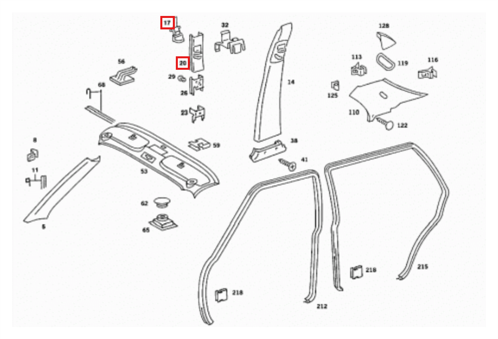 Mercedes W126 B-Pillar Safety Belt Post Abdeckung links/rechts
