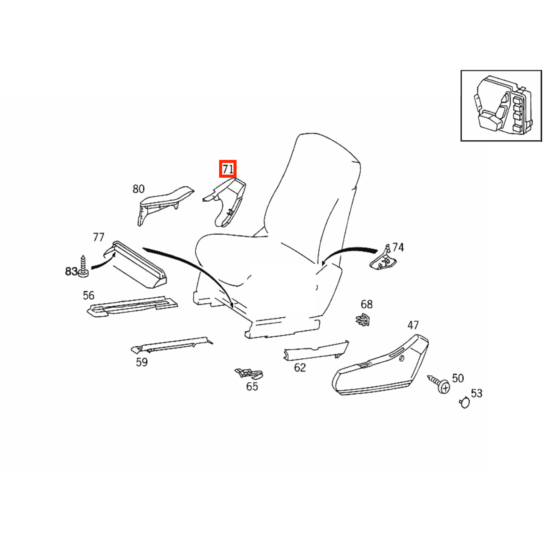 Mercedes W140 C140 CL Front Seat Side Abdeckung Verkleidung links/rechts A1409101818 / A1409102818