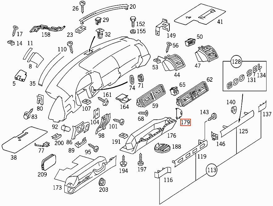 Mercedes W140 C140 Dashboard End Cap A1406892708