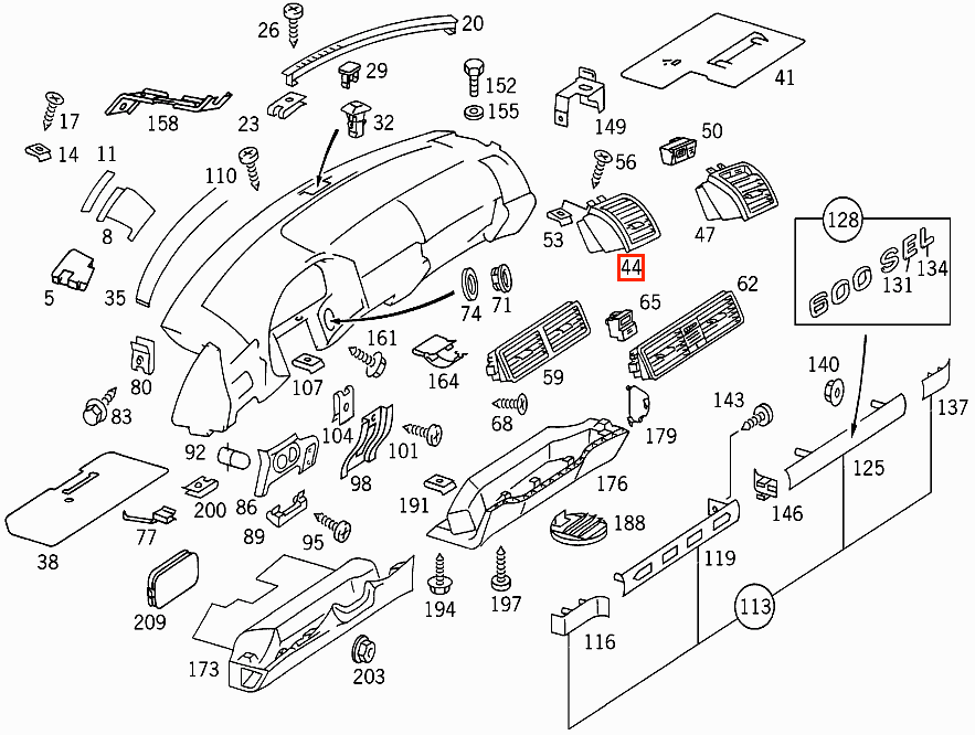 Mercedes W140 C140 Dashboard Side Vent Frame links/rechts A1408300154 / A1408300254