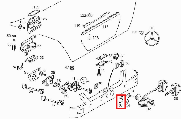 Mercedes W140 C140 SE SEL Molding Rear Lid Lock And Luminous Strip schwarz A1407500037
