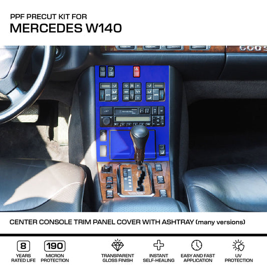 Mercedes W140 Center Console Verkleidung Panel Abdeckung With Ashtray (Many Versions) – 3M PRO Transparent PPF Paint Protection Film Precut