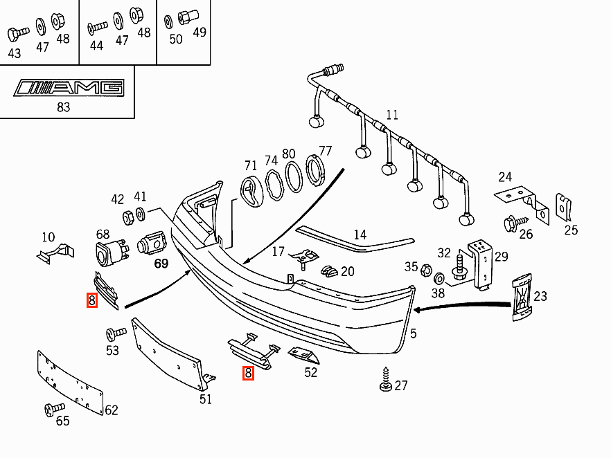 Mercedes W140 Front Bumper Tow Hook Abdeckkappe links/rechts Primed A1408850926 / A1408851026