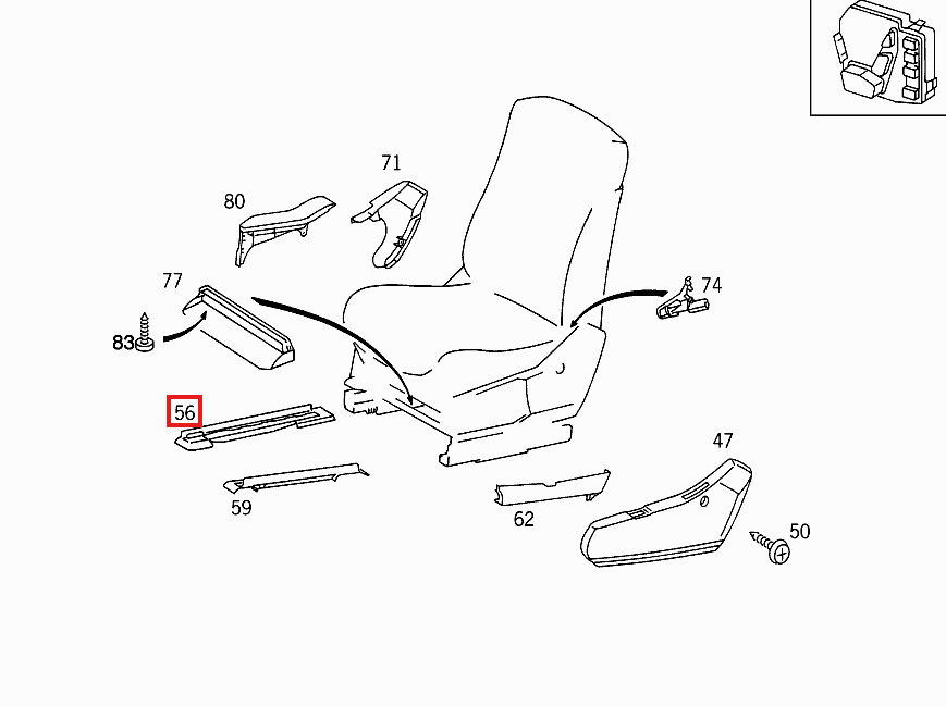 Mercedes W140 Guide Rail links/rechts Seat A1409190720 / A1409190820