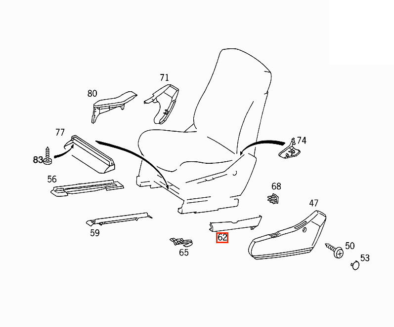 Mercedes W140 Outer Seat Rail Abdeckung links/rechts A1409190920 / A1409191020