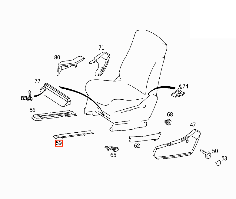 Mercedes W140 Seat Rail Guide Abdeckung links/rechts A1409191120 / A1409191220