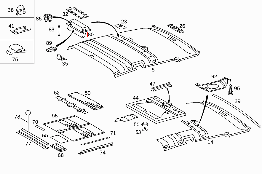 Mercedes W140 Rear Vanity Mirror Housing A1408101717