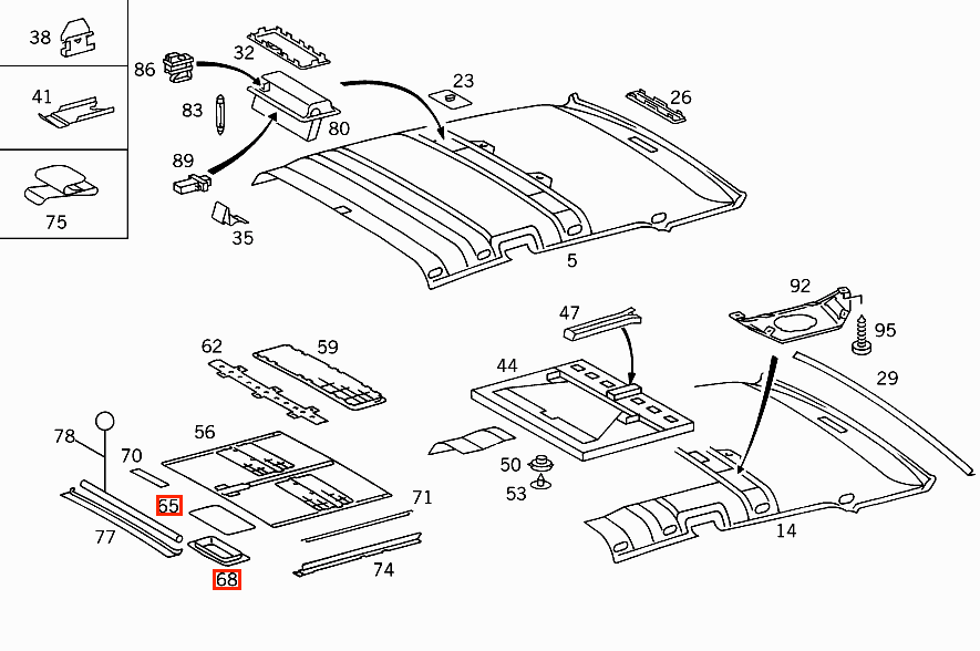 Mercedes W140 W202 W203 W208 W210 W211 W215 W219 W220 W240 Sunroof Handle A2027840481 & A2027840581