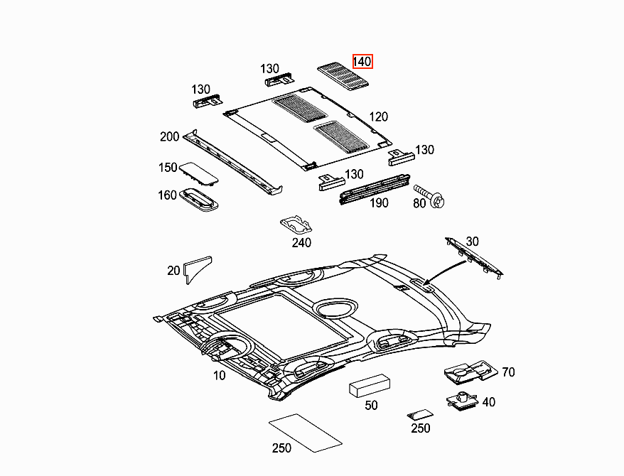 Mercedes W140 W208 W209 W215 W220 Sunroof Top Abdeckung Gitter A2117840644