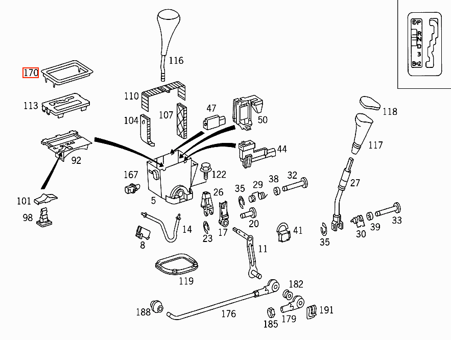 Mercedes W140 Shift Backdrop Frame schwarz A1402670188