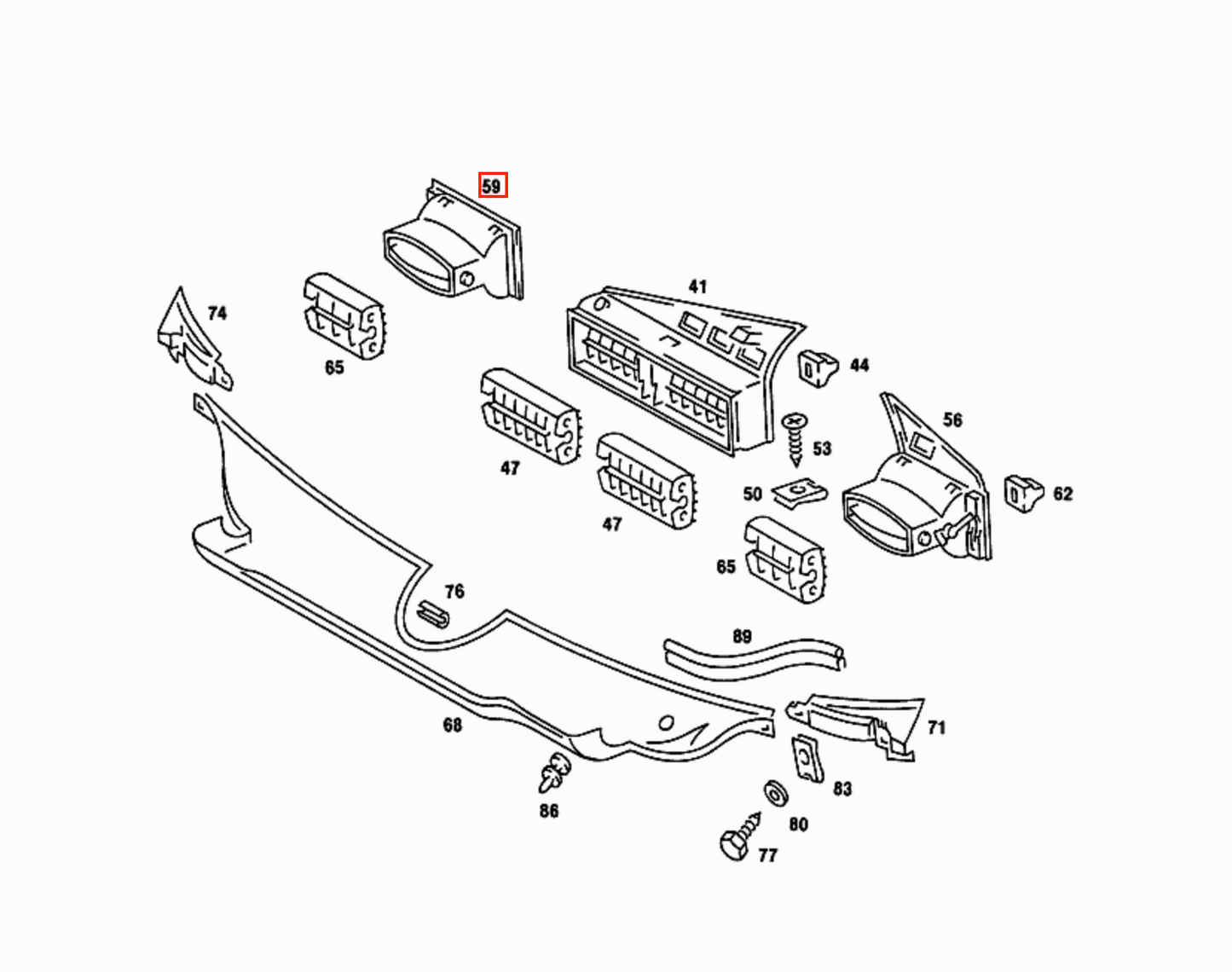 Mercedes W201 Dashboard Side Panel Defrosting Abdeckung LHD Or RHD schwarz A2018301354 / A2018301254