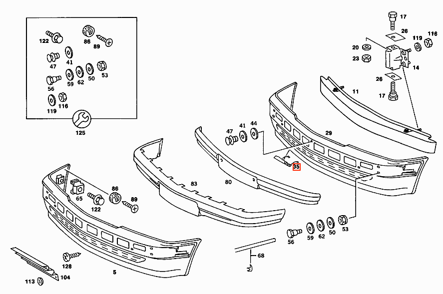 Mercedes W201 Front Bumper Tow Hook Abdeckung Primed A2018800505