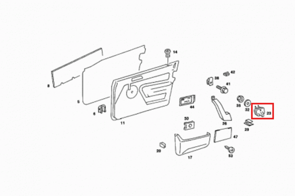Mercedes W201 Front Door Handle Bracket links/rechts schwarz A2017200128 / A2017200228