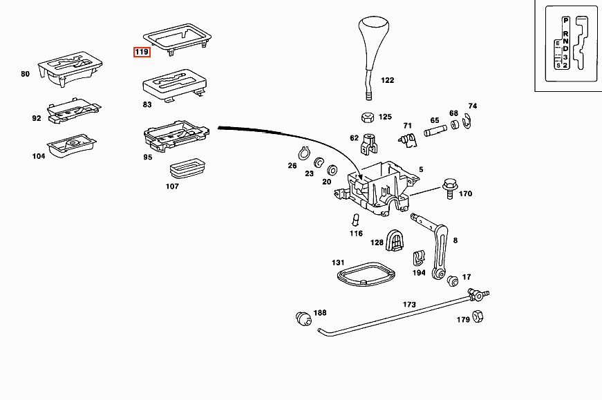 Mercedes W201 Gear Shift Surround Verkleidung schwarz A2012670088