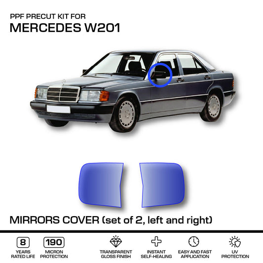 Mercedes W201 Mirrors Abdeckung – 3M PRO Transparent PPF Paint Protection Film Precut – Anti-scratch Foil