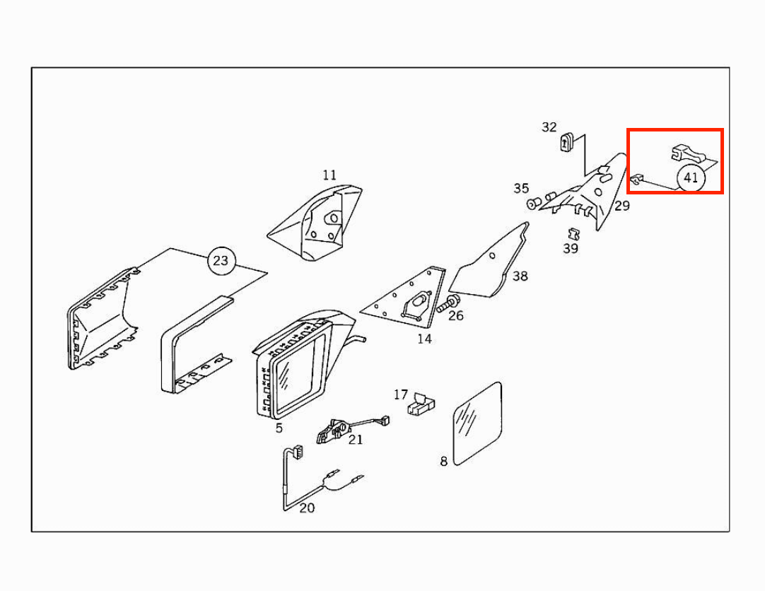Mercedes W201 Rear View Side Mirror Control Knopf schwarz A2018100154