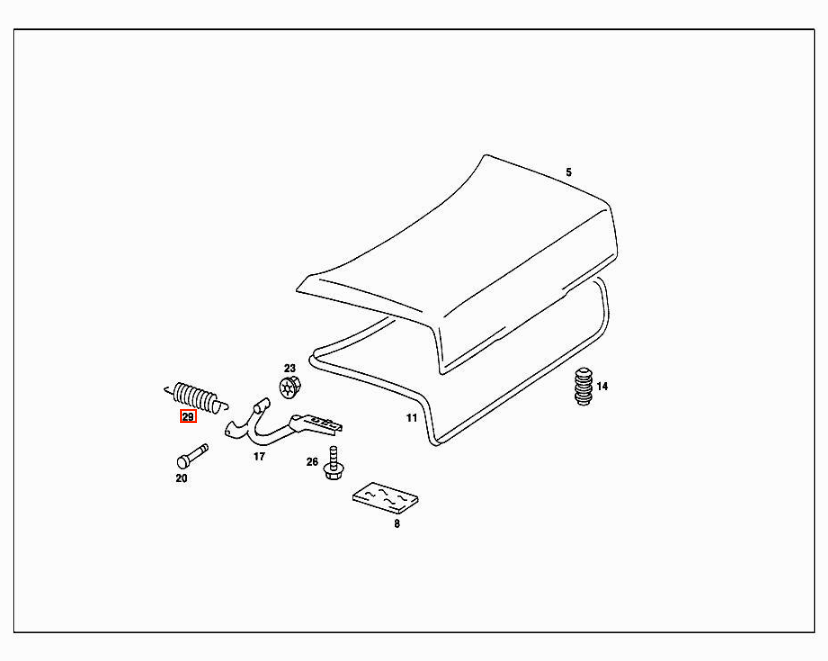 Mercedes W201 Spring Hinge Trunk Lid Set Of 2 A2017570129
