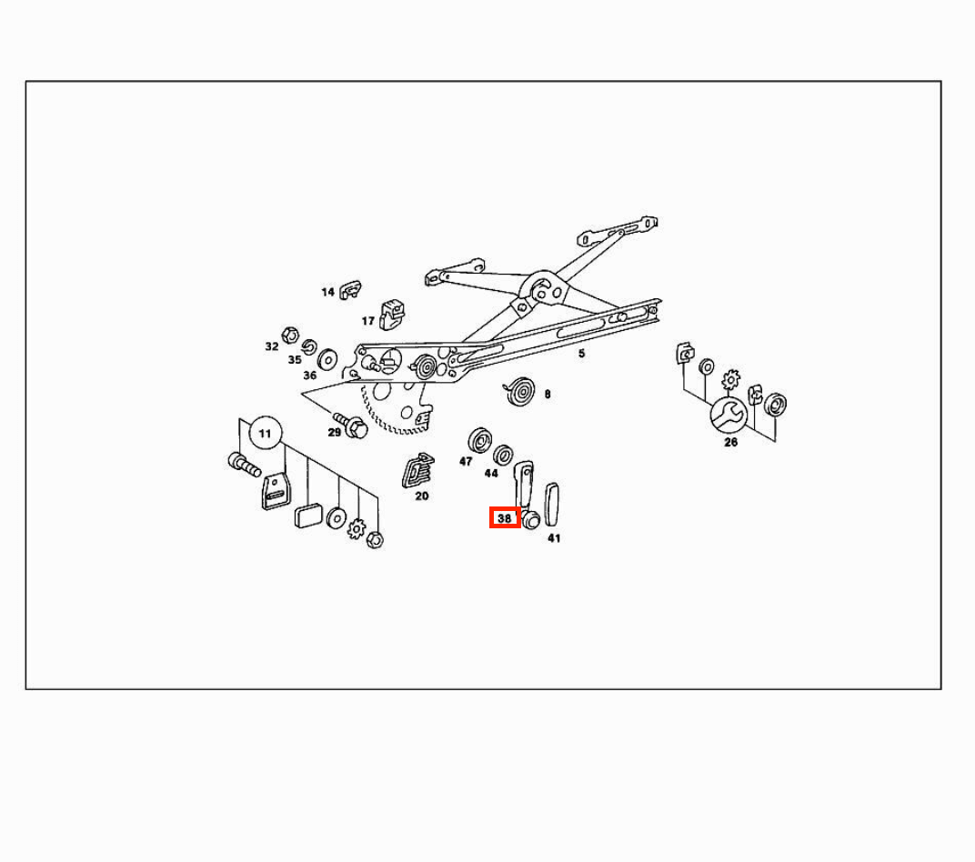 Mercedes W201 Window Crank Regulator A2017600202
