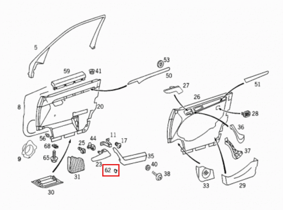 Mercedes W202 Door Card Panel Verkleidung Screw Abdeckung Set Of 2 A2027270488
