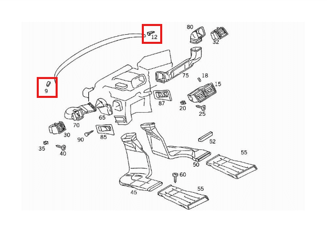 Mercedes W202 Panel Abdeckung Dashboard Left And Right A2028310144 A2028310244