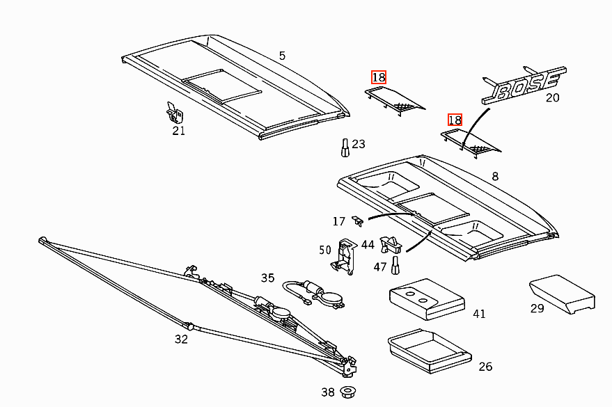 Mercedes W202 Rear Speaker Abdeckung A2028200012
