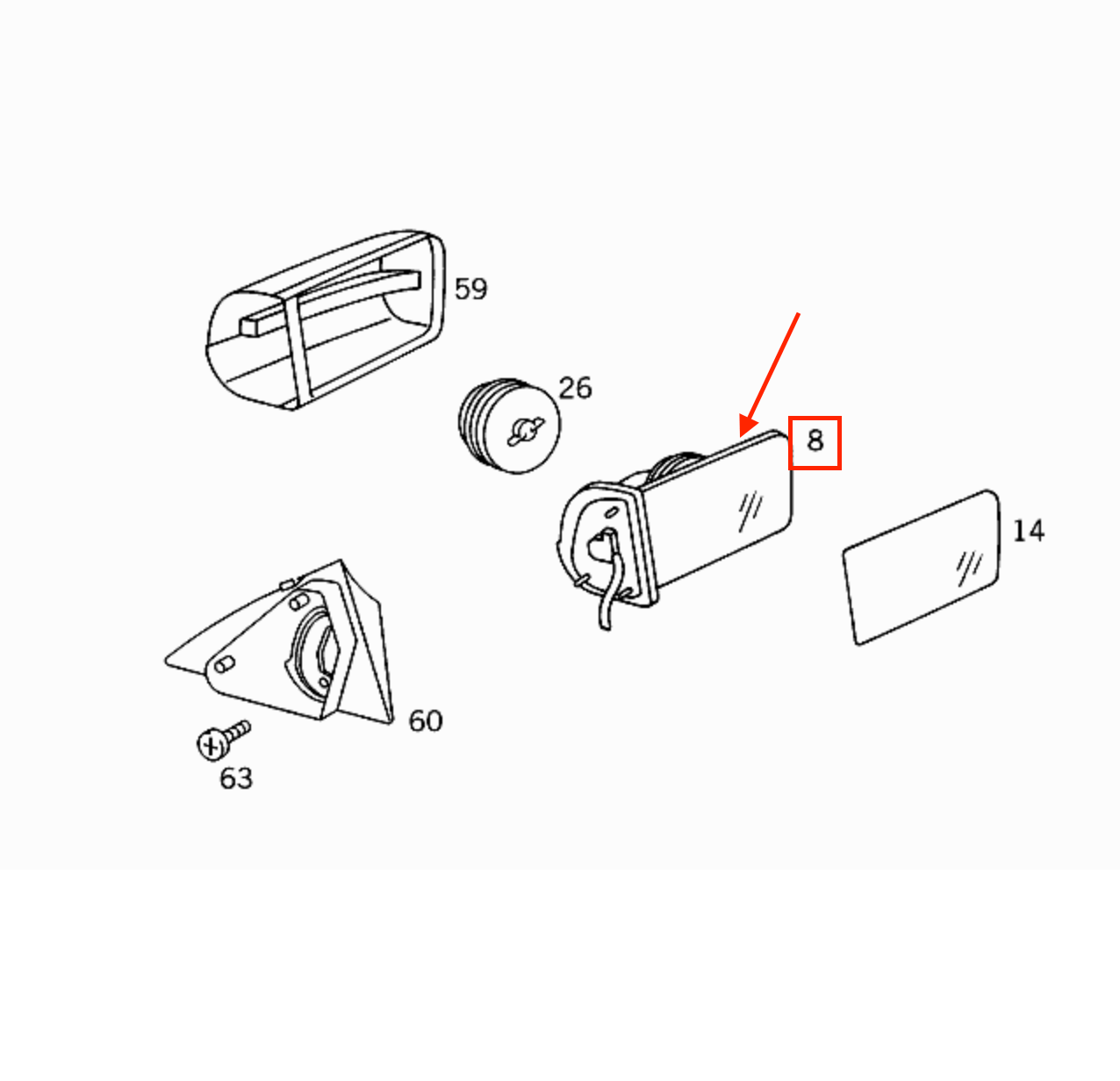 Mercedes W202 / S202 / S210 / W140 Exterior Mirror Rubber Seals Pads Left And Right Set Of 2 A2028100516