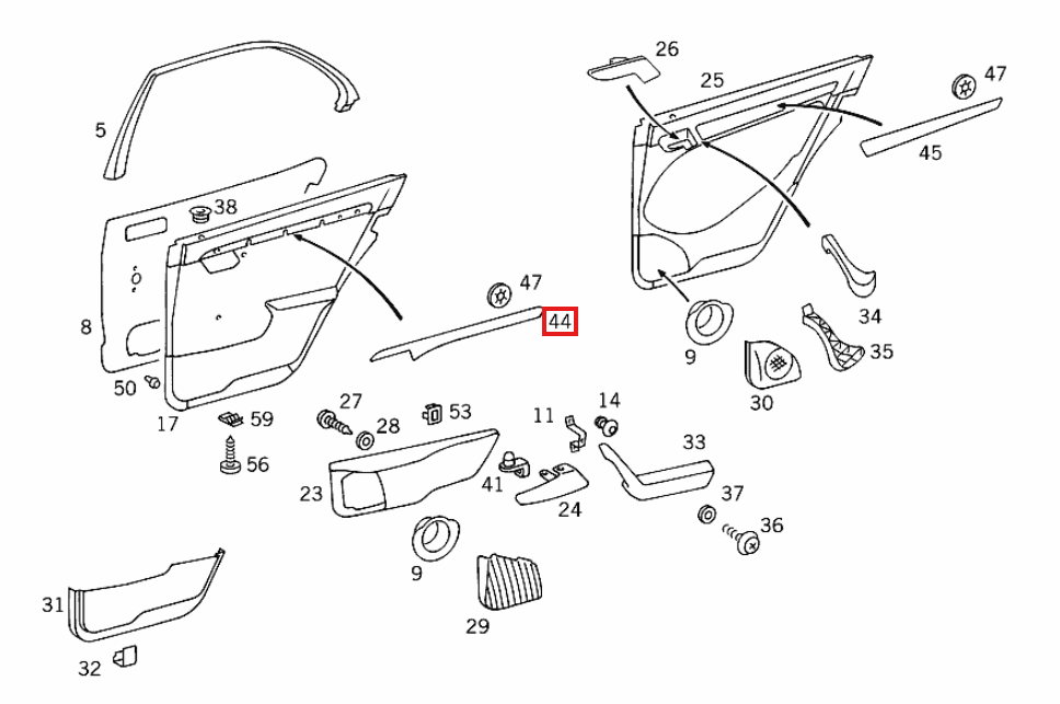 Mercedes W202 Set Of 4 Wood Door Panel Verkleidungs 4 Wood Types