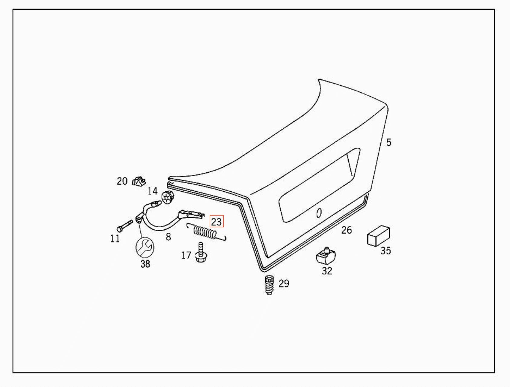 Mercedes W202 Spring Hinge Trunk Lid A2027570029