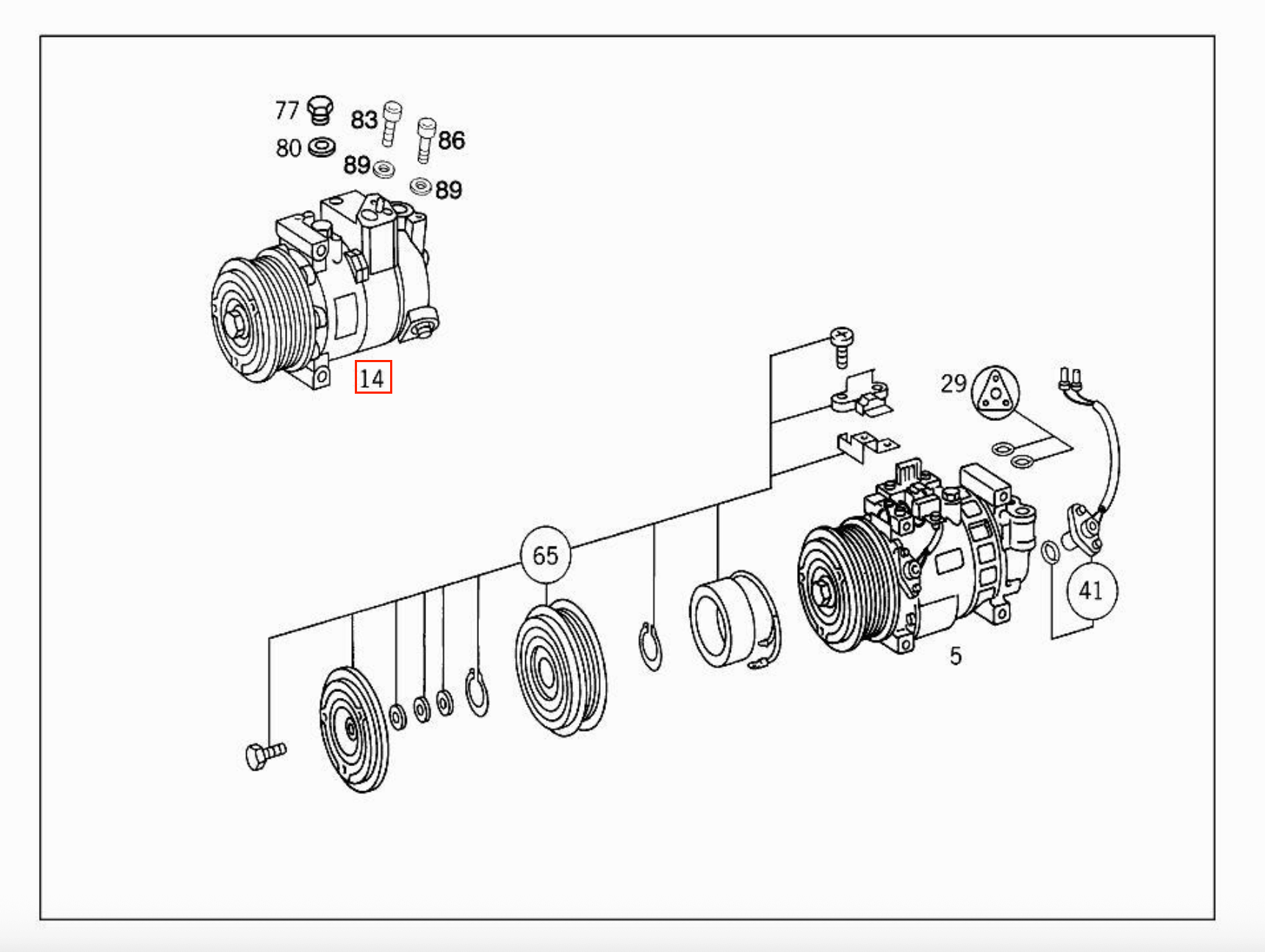 Mercedes W202 / W203 / W210 / W140 / R170 / W163 / W460 / W463 Air Conditioning Compressor A0002302011