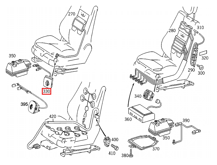 Mercedes W215 / W220 / R230 Front Lumbar Control Switch A2208000878