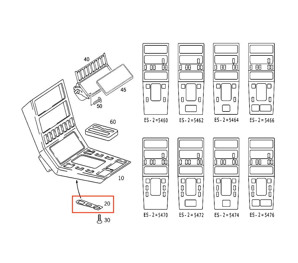 Mercedes R129 R129 Control Console Panel Switch Bracket Set Of 2 schwarz A1296830300