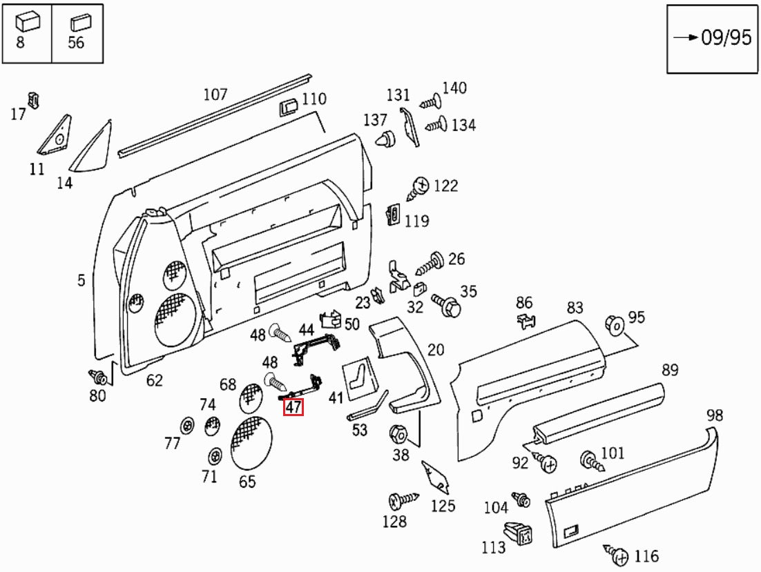 Mercedes R129 R129 Door Seat Control Bottom Frame Bracket links/rechts schwarz A1297270311 / A1297270411