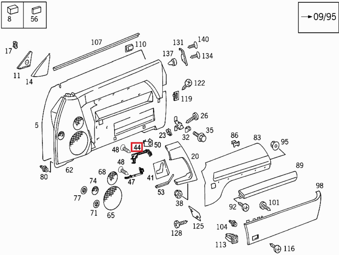 Mercedes R129 R129 Door Seat Control Top Frame Bracket links/rechts schwarz A1297270111 / A1297270211