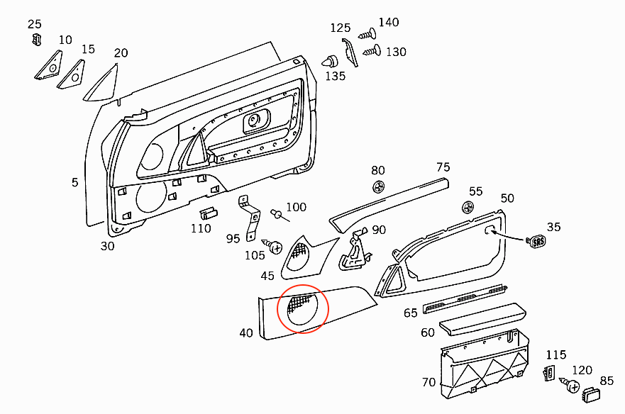 Mercedes R129 R129 Front Door Speaker Large Abdeckung , NEW (Mercedes Benz SL320 500 600)