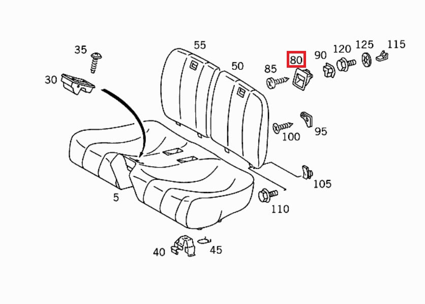 Mercedes R129 R129 Rear Seat Cushion And Rear Backrest Interior Part Locking Mechanism All Color A1299200072 & A1299240037