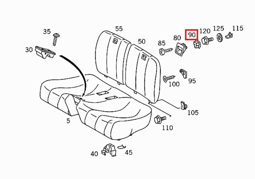 Mercedes R129 R129 Rear Seat Cushion Rear Backrest Abdeckung All Color A1299240037