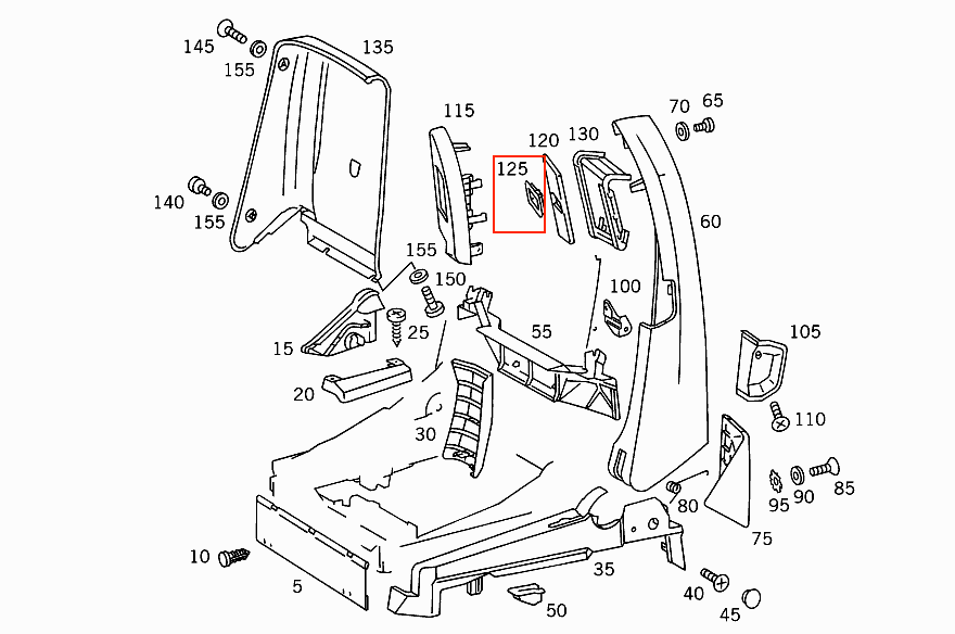 Mercedes R129 R129 Seat Belt Outlet Verkleidung links/rechts A1299110155 / A1299110255