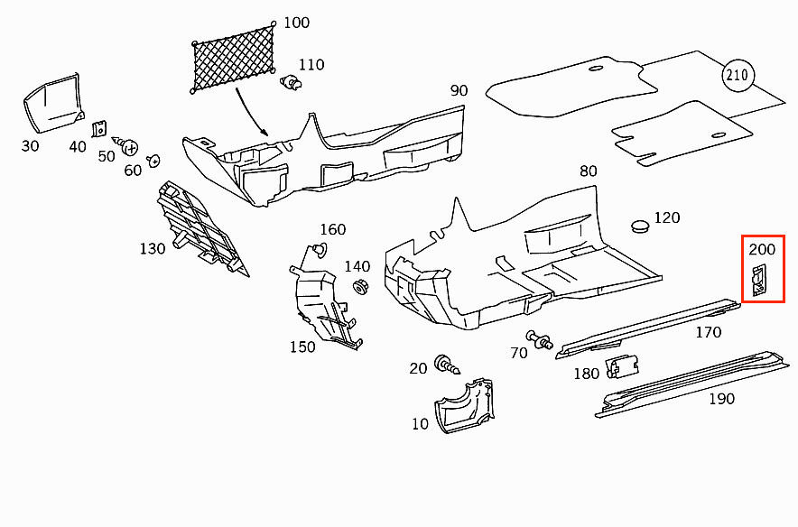 Mercedes R129 R129 Seat Rail End Verkleidungs links/rechts A1296860107 / A1296860207