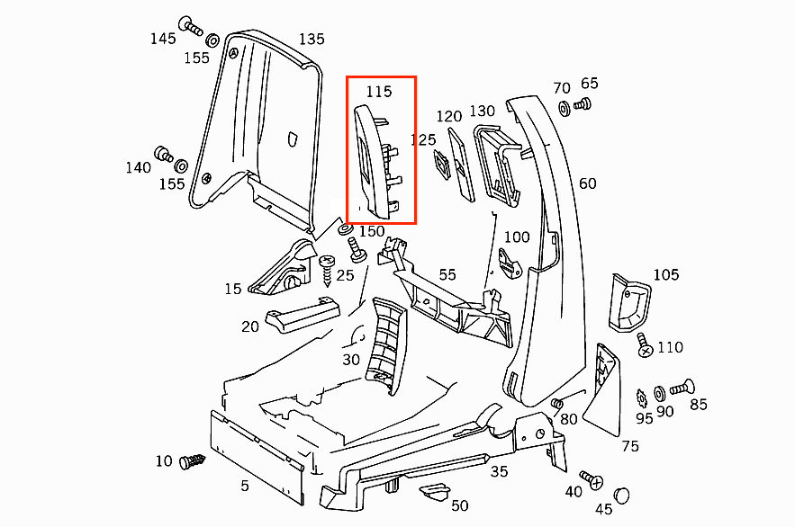 Mercedes R129 R129 SL Interior Seat Belt Outlet Bracket Abdeckung schwarz links/rechts A1299100539 / A1299100639