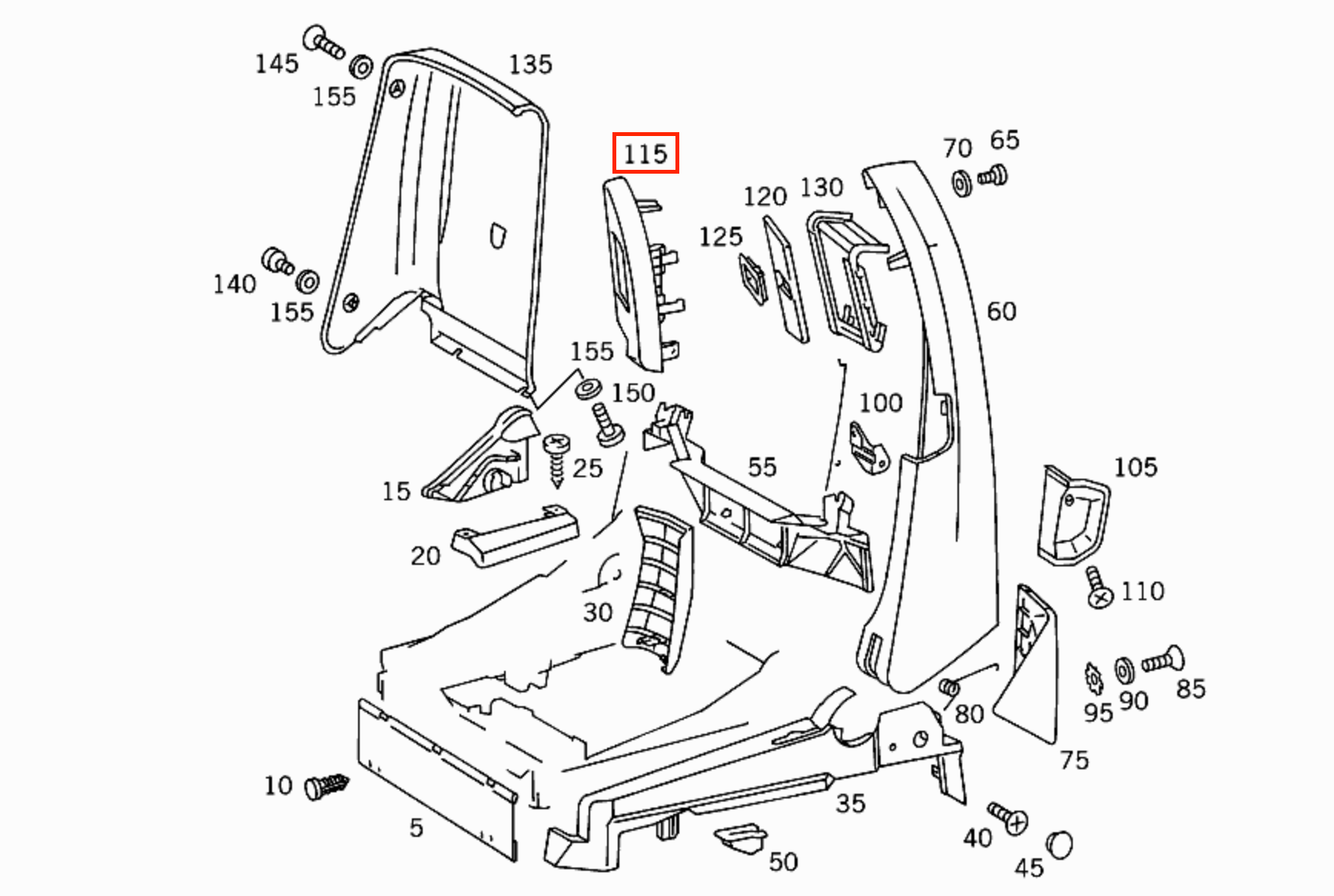 Mercedes R129 R129 SL Interior Seat Belt Outlet Bracket Abdeckung With Faux Leather links/rechts A1299100739 / A1299100839