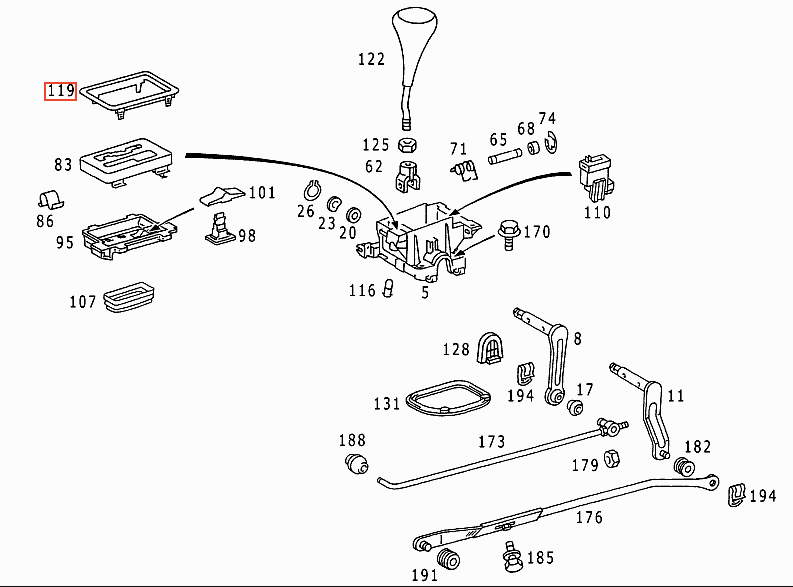 Mercedes R129 / W124 / W202 R129 W124 Gear Selector Surround Frame A1292670088