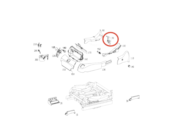 Mercedes R230 R230 Front Lower Inner Seat Verkleidung Abdeckung links/rechts (SL55 SL500 A2309183830 / A2309183730)