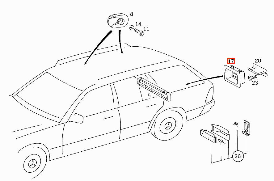 Mercedes W124 S124 Tailgate Luggage Verkleidung Abdeckung Surround A1248680181