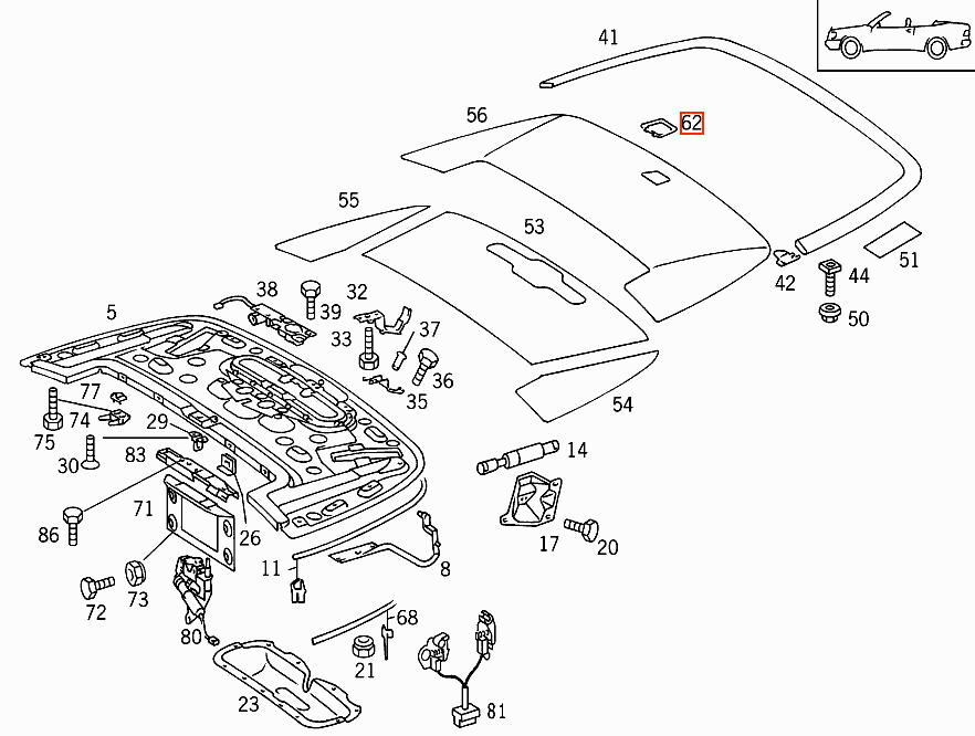 Mercedes A124 Convertible Trunk Lock Abdeckung A1247570308