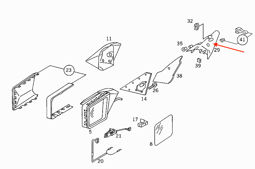 Mercedes W124 W124 Door Interior Mirror Abdeckung Verkleidung With Hole links/rechts A1247251511 / A1247251611